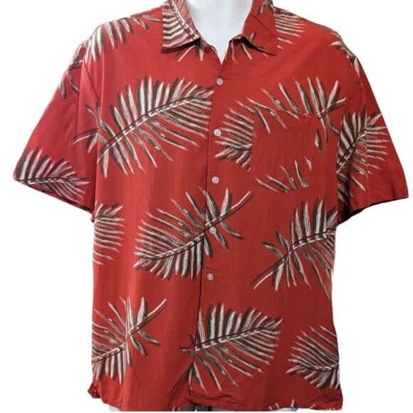 ✨Brixton Red Palm Print Cotton Blend Woven Button Down Sz Large Shirt✨ - Picture 3 of 10